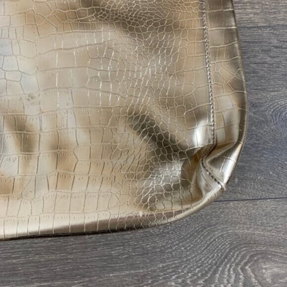 Vintage Women’s Y2K Jessica Gold Tote Shoulder Bag Embossed Snakeskin Boho Chic - Picture 11 of 16